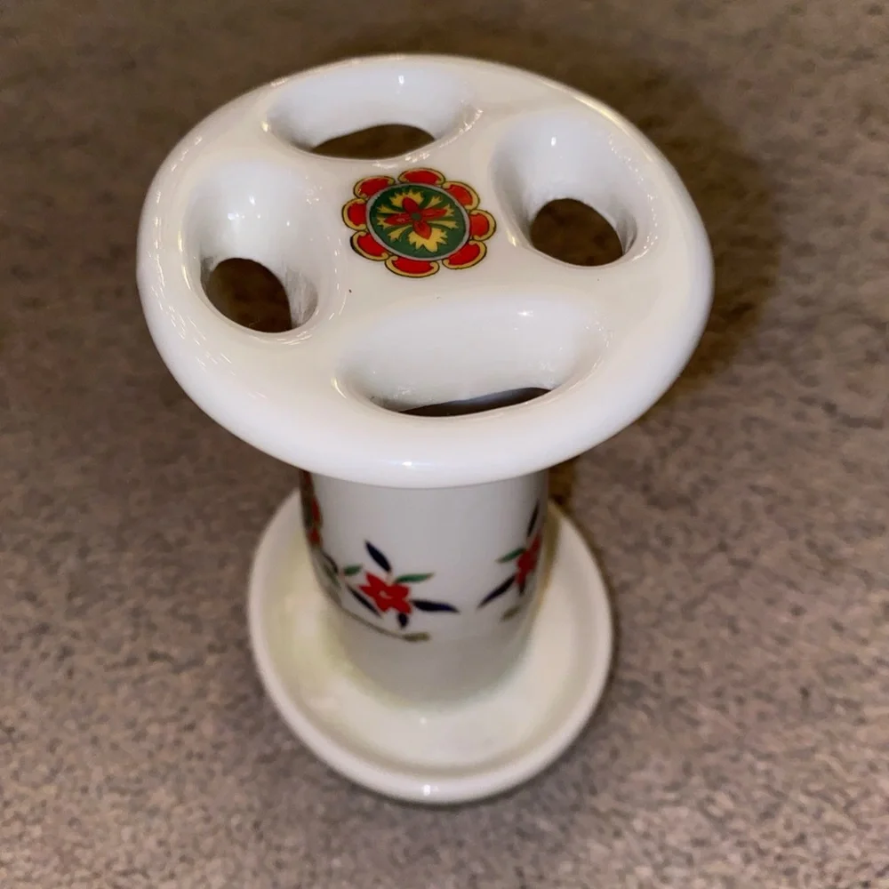 Shibata Vintage Japan Floral‎ Bathroom Toothbrush Holder Porcelain